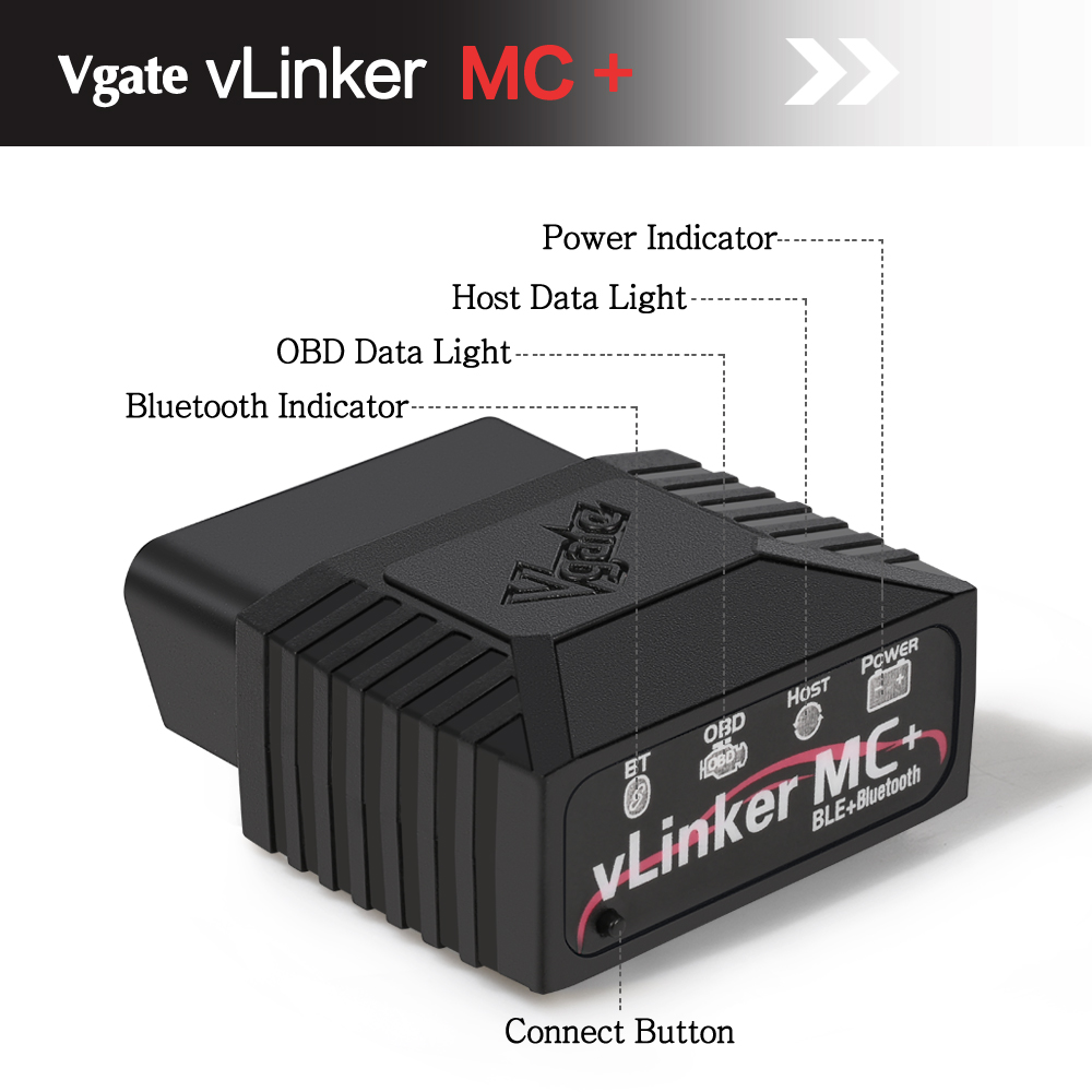 Vgate vLinker MC+ Bluetooth OBD Diagnostic Scanner for iOS, Android and Windows