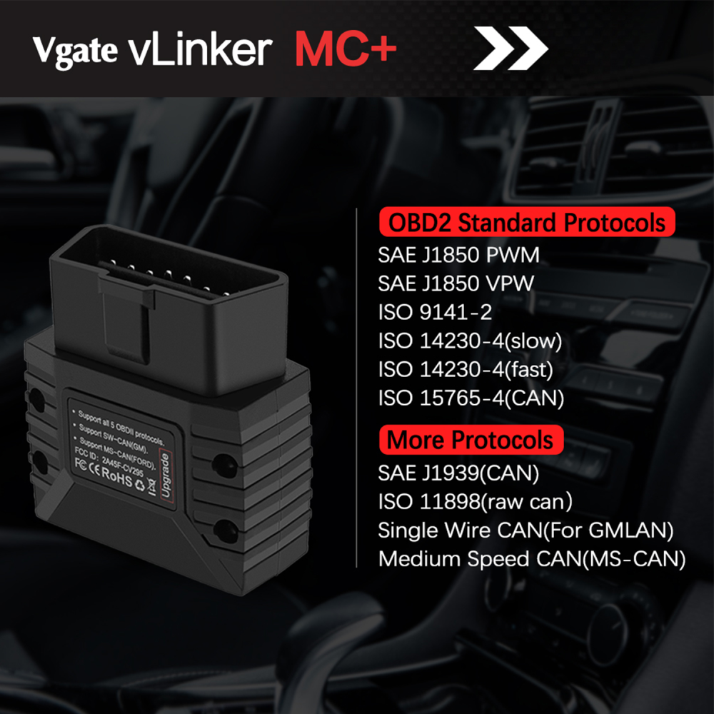 Vgate vLinker MC+ Bluetooth OBD Diagnostic Scanner for iOS, Android and Windows